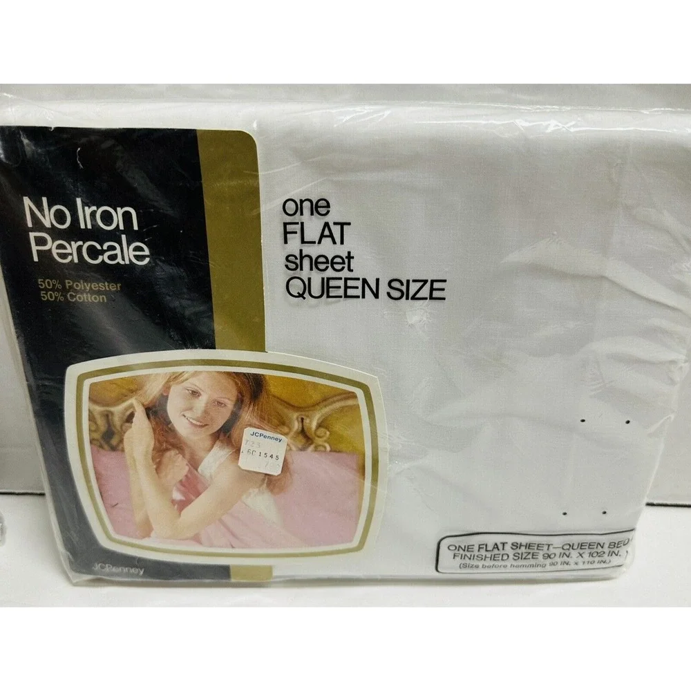 Vtg Fashion Manor No Iron Percale Queen Flat Sheet King Pillowcases NEW NOS